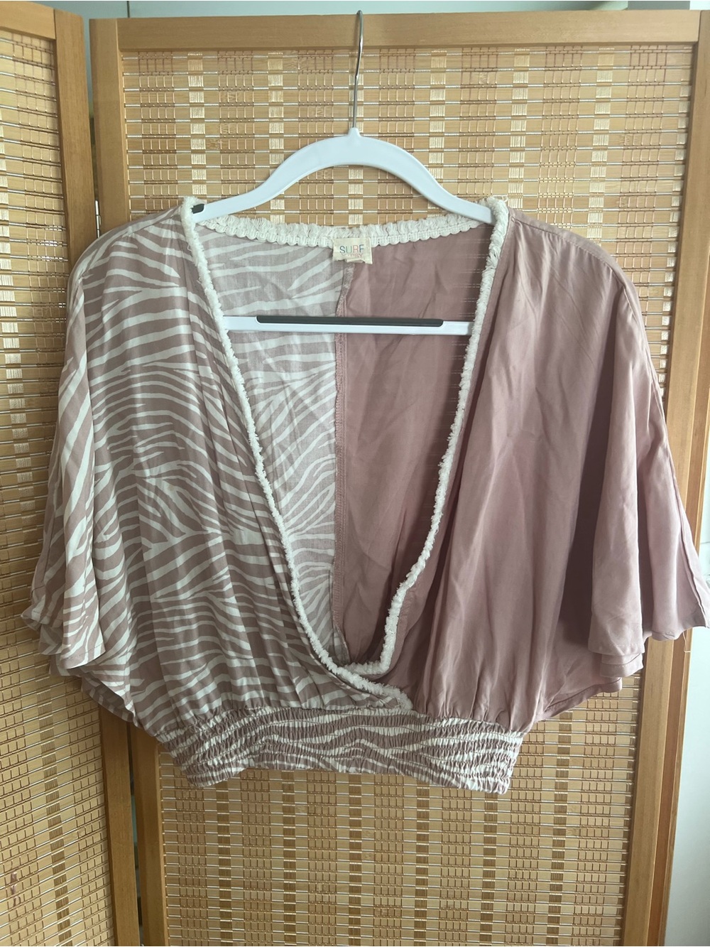 Surf Gypsy Pink Zebra Crop Top / Kimono Large